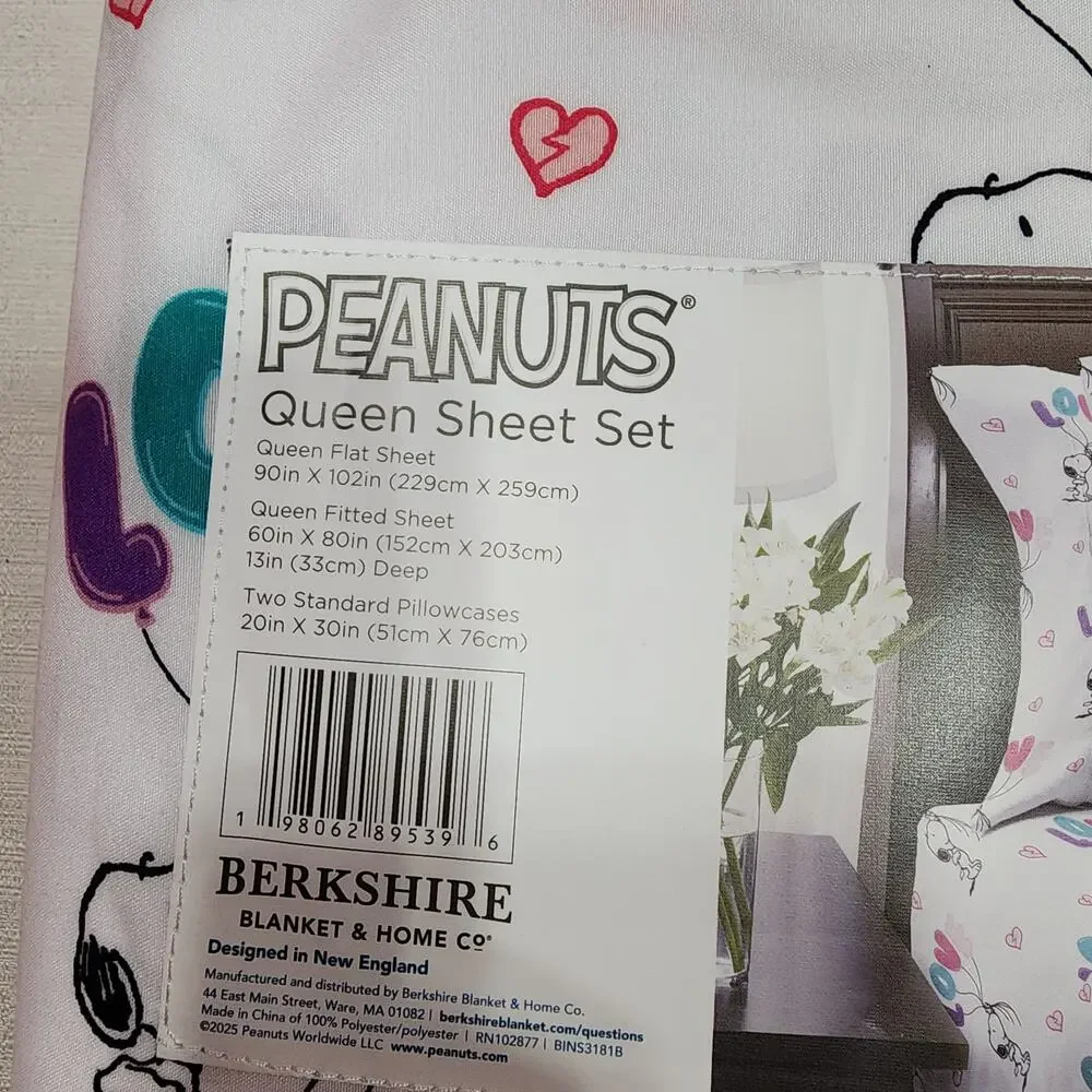 Peanuts snoopy Love Queen sheet set